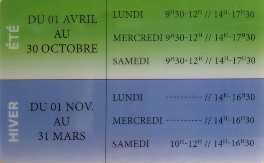 Horaires Déchetterie - Hiver